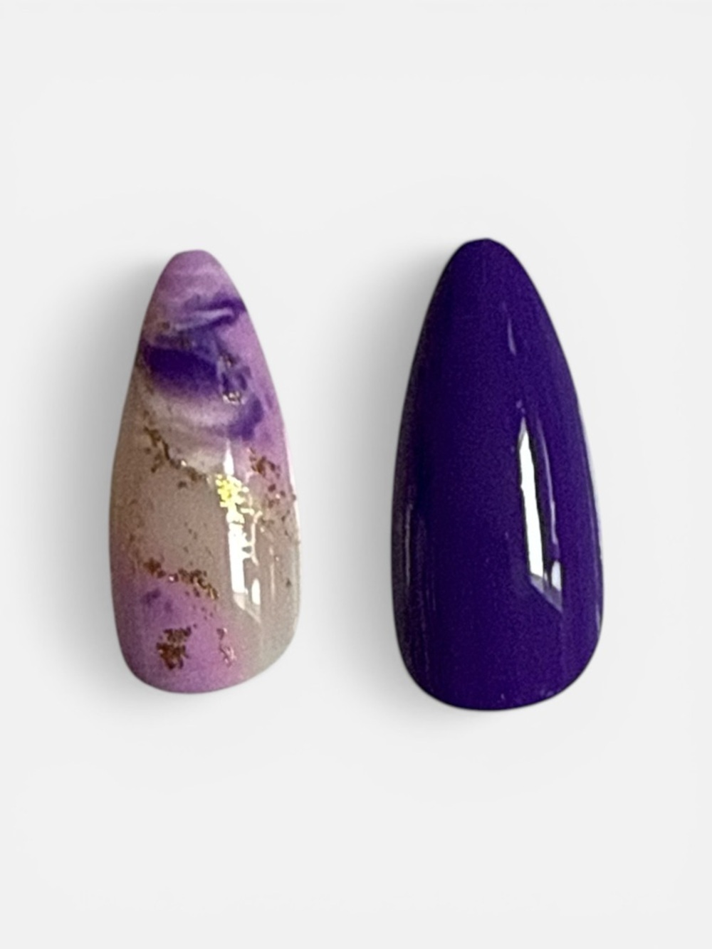 Purple Marble Press-On soft luxury Nail Set with Gold Accents New
